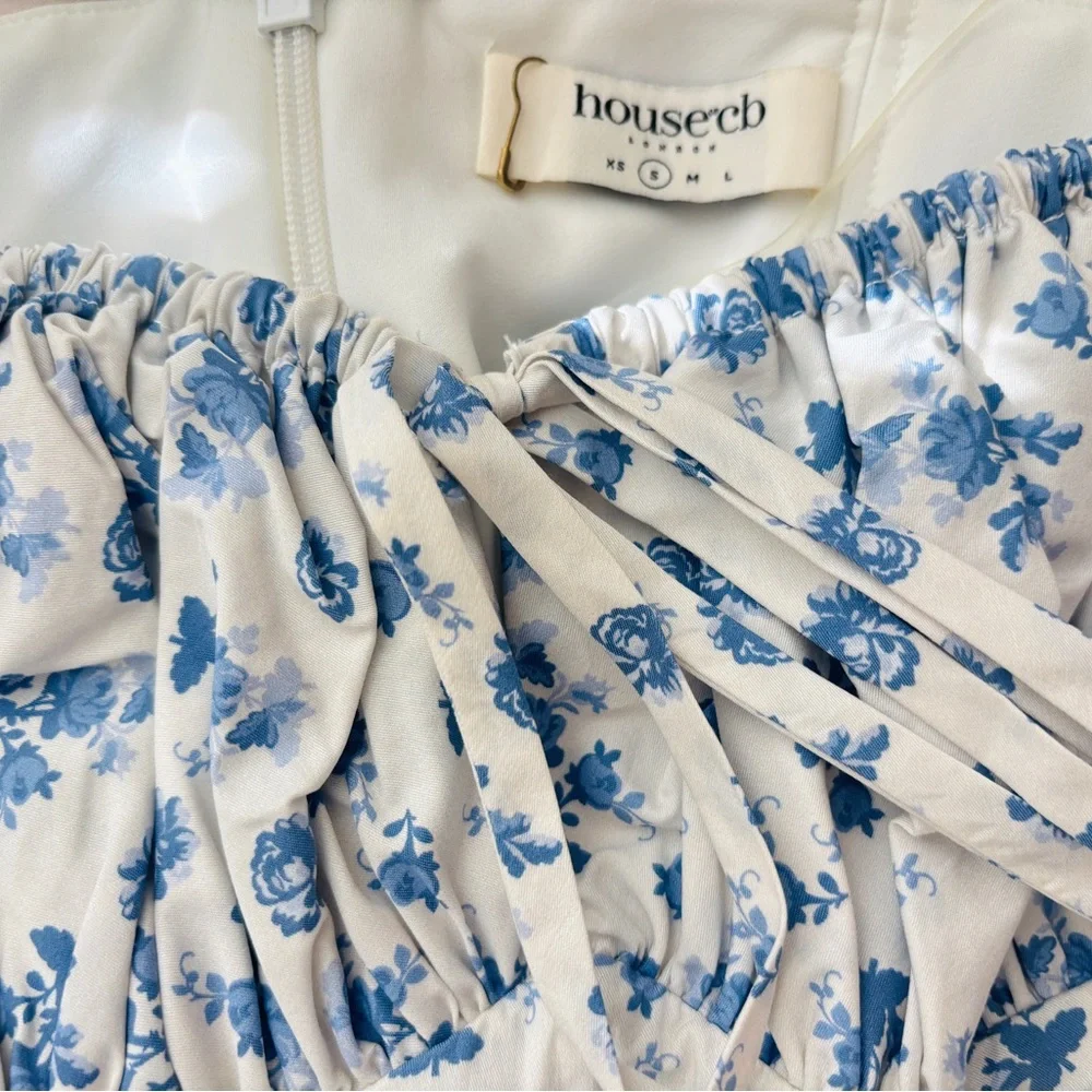 House of CB White and Light Blue Floral Midi Dress - Picture 3 of 3